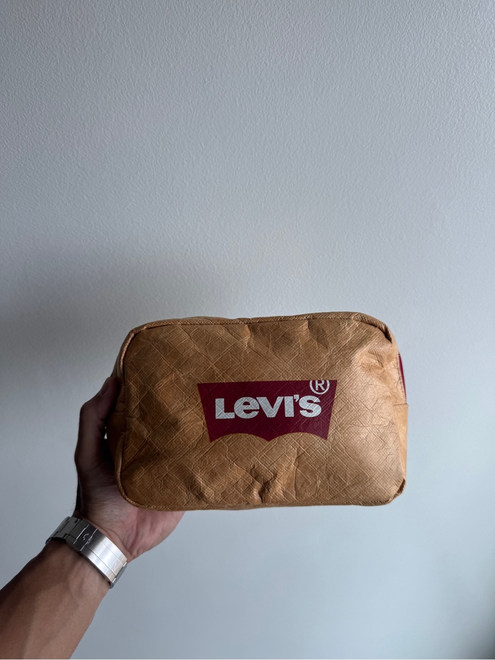 Levi's Tan Toiletry Pouch with Red Logo